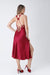 Claret Red 6 Piece Long Slit Satin Nightgown Dressing Gown Set