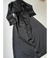 Black 6 Pcs Long Slit Silk Nighty Set